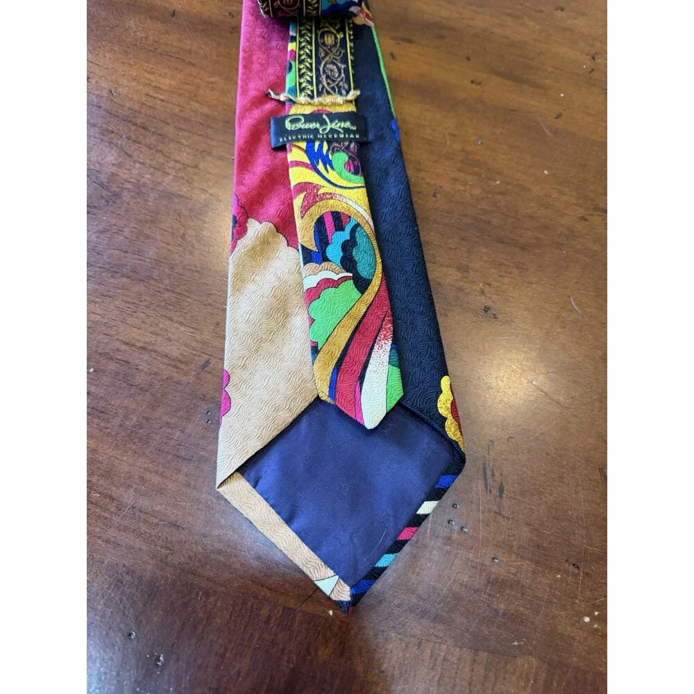Vintage Electric Neckwear Power Line Necktie Tie 100% Silk Multi Color.